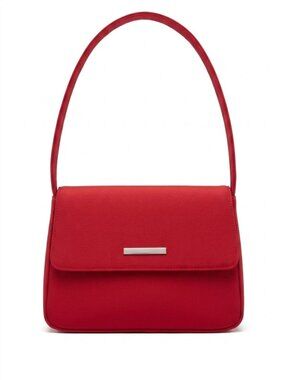 VTG Lord & Taylor Red Grosgrain Evening Bag | Silver Hardware Shoulder Bag